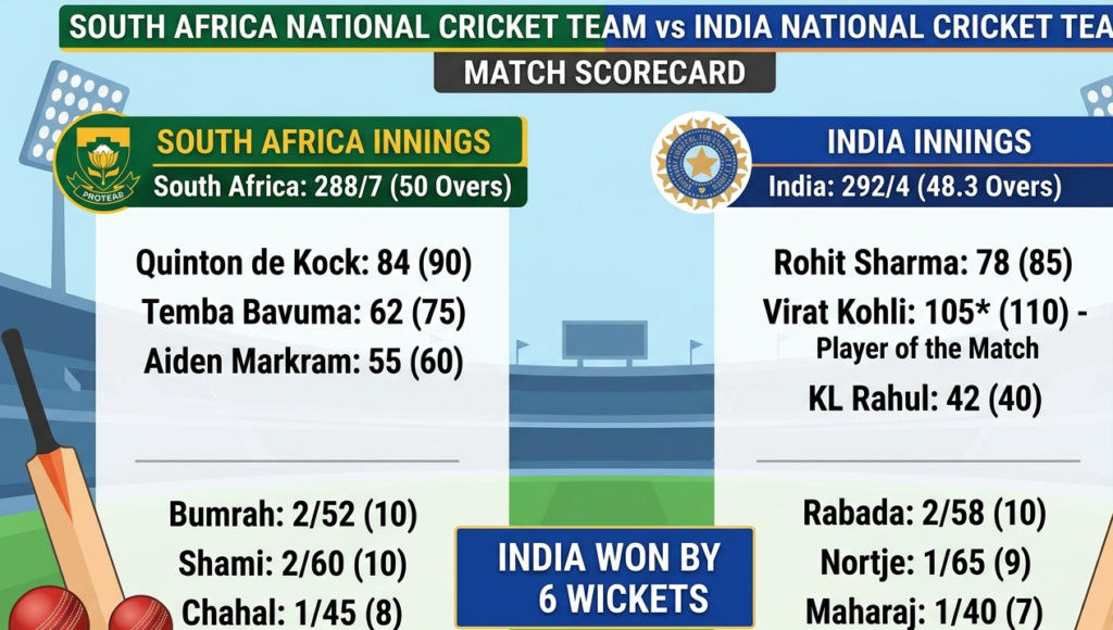 South Africa National Cricket Team vs India National Cricket Team Match Scorecard: Full Match Analysis, History & Detailed Breakdown
