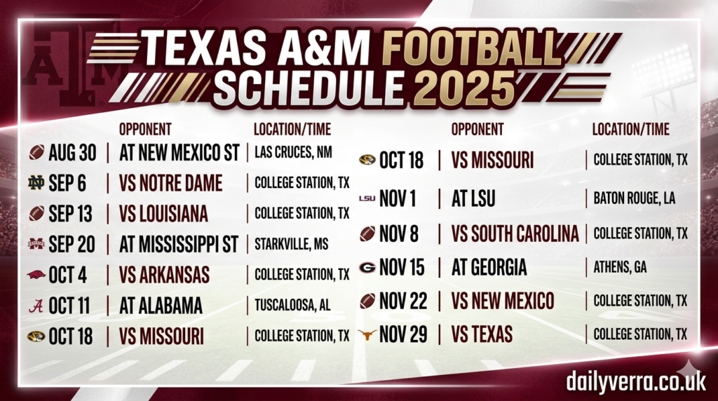 texas a&m football schedule 2025